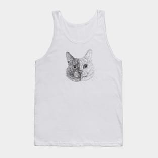 Cat draw with scribble art style Tank Top